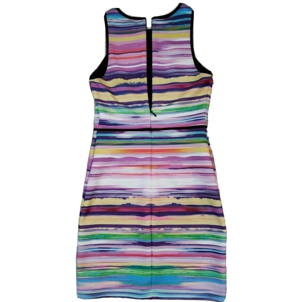 Bebe ~Woman Size M~ Multicolor Sheath Sleeveless Stretch Dress Fully Lined.